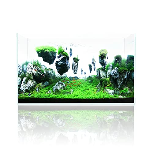 Fzone 17 Gal Rimless Low Iron Fish Tank Nova Clear Ultra-White Translucent Glass Anata Series Aquarium W/Black Foam Leveling Mat(S60-W30) #TOP5