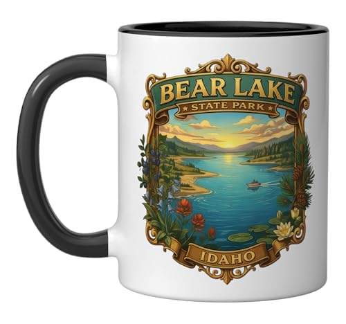 Bear Lake State Park Idaho Novelty Graphic Souvenir Ceramic Mug, Black/White