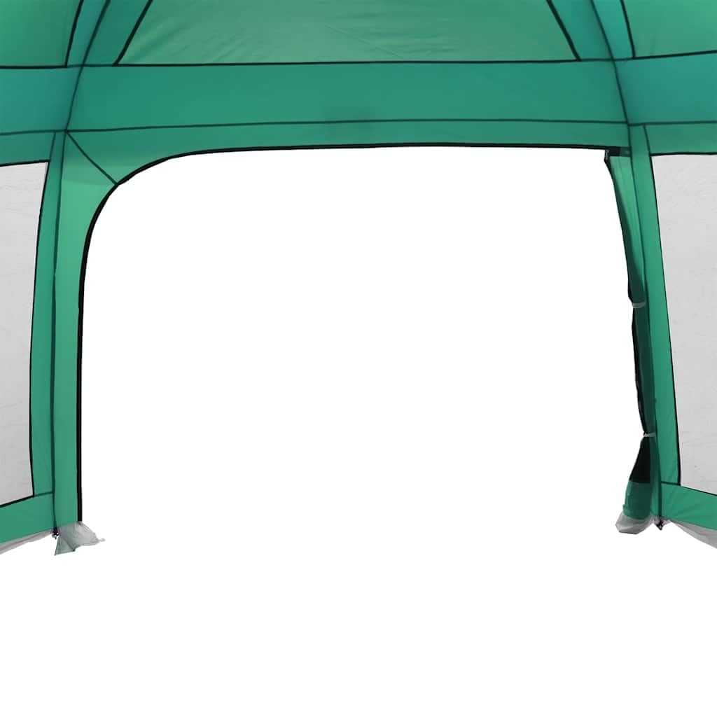 Zielony namiot basenowy ze zdejmowanym zadaszeniem, ściankami z siatki, wodoodpornym poliestrem 185T, 670 x 590 cm, do okrągłych basenów do 488 cm, idealny na kemping, do ochrony na świeżym powietrzu