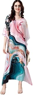 silksutra Women's Ethnic Wear Elegant Multicolor Silk Maxi Dress – Silk Sutra Women's V-Neck, 3/4 Sleeves Nightgown (STC-SILK-KAFTAN-172-picture-29