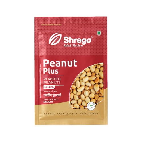 Image of Shrego Peanut Plus Roasted Peanuts Salted 720 g (2 x 360 g) | Vacuum Packed | Dry Roasted Groundnuts | Lightly Salted Crunchy Snack | Namkeen Moongfalli