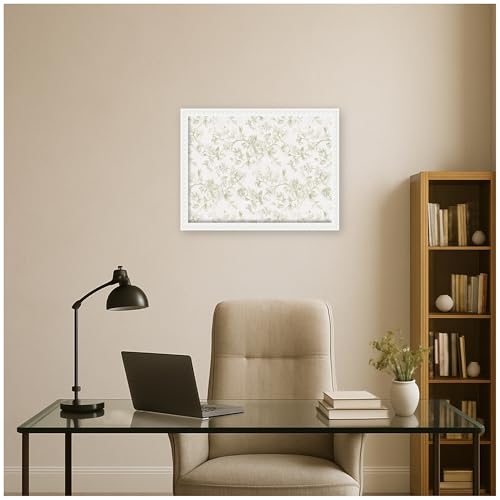 Kate and Laurel Framed Fabric Pinboard 20 x 26, Green and White Floral Toile Printed Linen Traditional Bulletin Board for Use as a Vision Board or Wall Organization, Bethany White Frame by Kate and Laurel - Used condition - Image 3