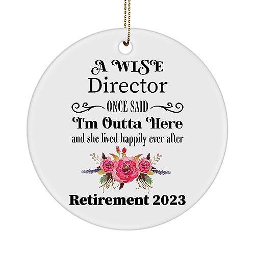 Director Retirement Ornament 2023, Gifts for Retiring Boss Coworker Manager Lady Female, Farewell Party Decoration Christmas Tree, Ceramic Circle, A Wise Women