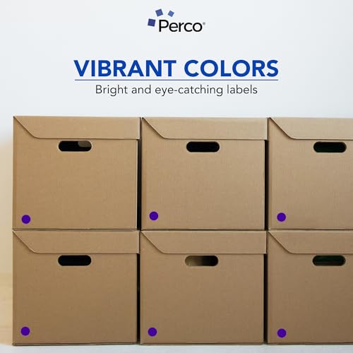 Autocollants ronds violets Perco à adhésif permanent pour un code couleur durable