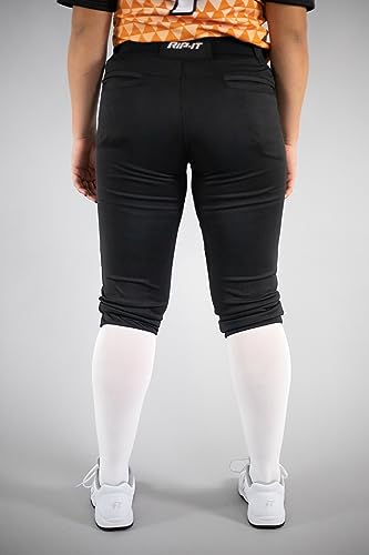 RIP-IT Calça feminina de softbol Revolution – Corte atlético, Preto, G