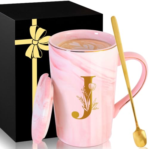 Personalized Ceramic Coffee Mug with Lid Tea Cup Women Her Sister Mom Girlfriend Aunt Best Friend Friendship Grandma Wife Daughter Law Lady Happy Birthday Gifts Cool Funny Meaningful Unique Cute,J by MNZZ - Used condition - US$15.19