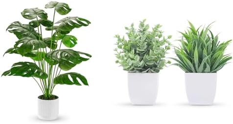 Amazon.com: Der Rose Bundle of 28" Fake Plants Large Artificial and 2 ...