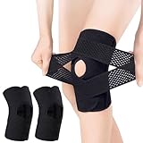 Dianfen Kniebandage für Männer Und Frauen - 1 Paar Kompressions Kniebandage mit Luftgitterstoff, Verstellbare Patella Kniestütze Kniebandage für Meniskus Arthrose, Kniebandagen Sport(Schwarz, XL)