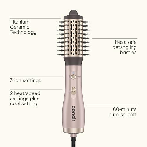 Infiniti PRO CONAIR 2" Frizz Free Round Air Brush, Hot Brush with Titanium Ceramic Technology, Ionic Control, and Detangling Bristles for Gentle Drying and Added Shine, Rose Gold by INFINITIPRO BY CONAIR - Image 2