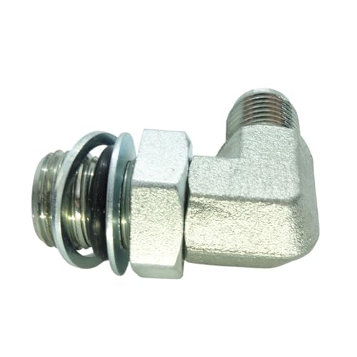 Image of 1 Piece Hydraulic Fitting 3 /8 Male JIC (9 /16 inch-18) X M16 x 1.5 Male Metric 90 Degree Elbow Adapter