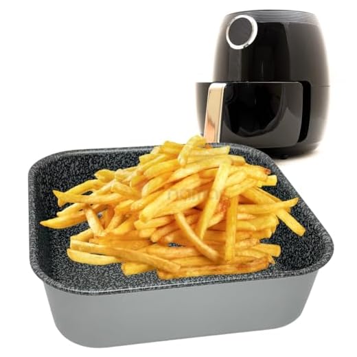 NAMAI - Bakplaat 20 x 20 - Vierkante luchtfriteuse - Vaatwasmachinebestendig - Bakplaat voor oven - Aluminium - Steen-look - 20 cm (20 x 20)