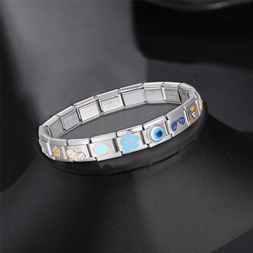 ITingstere Conjunto de pulseiras italianas com 1 peça de brascelet iniciante, 9 peças, pingentes de