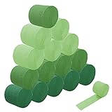 15 Rollen Krepppapier, 25mx4.5cm Regenbogen Krepppapier, Craft Paper Kunst Hintergrund Luftschlangen Papier, Bastelkrepp Bänder für Deko Party Hochzeit Taufe Dekoration DIY, Grün
