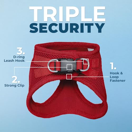 Image of Voyager Step-in Pet Harness - All Weather Mesh, Adjustable Step in Harness for Cats and Dogs by Best Pet Supplies - 307S Red, XXXS