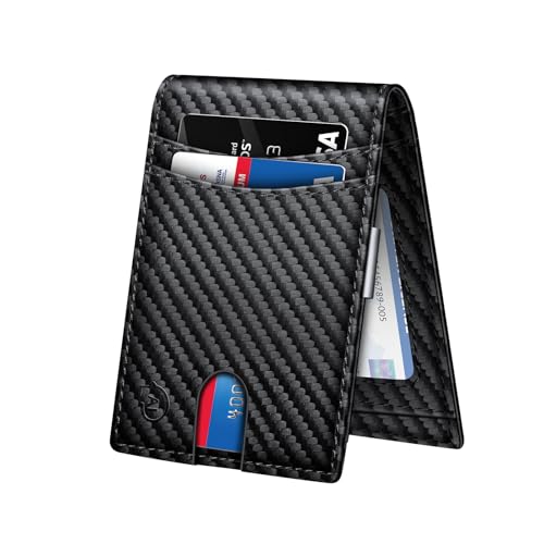 1Pc GPS Wallet Tracker Card Work For Apple Find My (Ios Only) App, Tracker Wallet GPS With Money Clip Card Men Wallet For Apple Air tags Christmas Man Gift (Carbon Black)