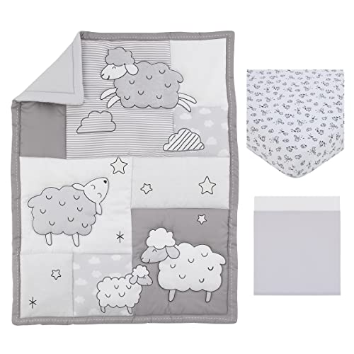 Carter's Sleepy Sheep Gray And White Lamb, Star, And Cloud 3 Piece Nursery Crib Bedding Set - Comforter, Fitted Crib Sheet, And Crib Skirt #TOP4