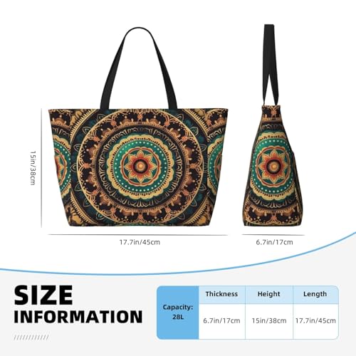 Mandala Beach Bags For Women Large Waterproof Sandproof Beach Tote Bag Pool Bag Lightweight Zipper Carry On Bags For Gym Travel Vocation4