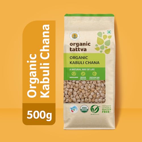 Image of Organic Tattva Kabuli Chana | Premium Whole Chickpeas for Daily Cooking | Smooth Texture and Mild Aroma | Kabuli Chana 500g Pack