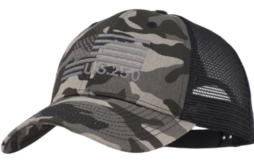 Image of American Flag Trucker Cap, Regular & XL-3XL, Big Head Snapback Patriotic Baseball Hat (Up to Size 8)