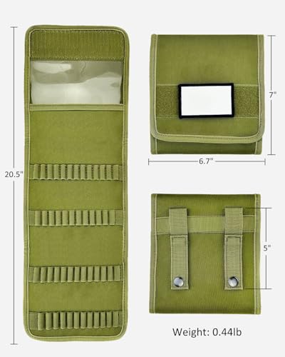 TAMINSTY 50 Rounds Rifle Ammo Pouch for Bullets, Molle Ammo Wallet, Foldable Ammo Case Cartridge Bullet Holder for Range, Tactical Ammo Holder with Writable ID Patch for .22LR .222 .223 5.56mm (Green) - Thumbnail 2
