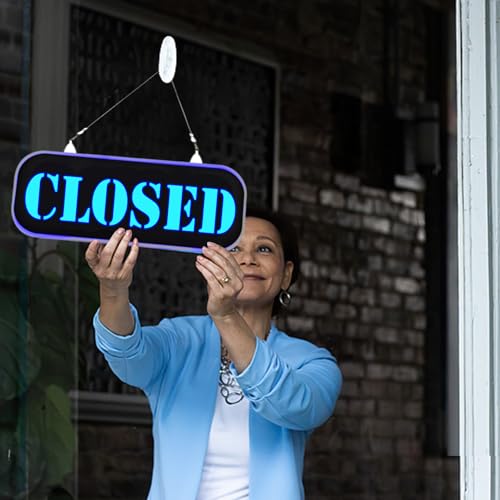 Panneau néon personnalisable ouvert/fermé – Panneau lumineux double face à suspendre ultra fin pour vitrines de magasin, restaurant, bar