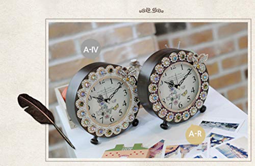 Marie Decor Butterfly Jeweled Table Clock (Brown-White) #TOP4