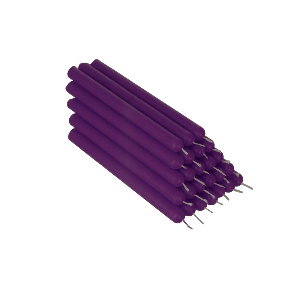 NKlaus 25x Purple Beeswax 12cm soot Free Table Candles Handmade Ritual Candle drip Candles 36335