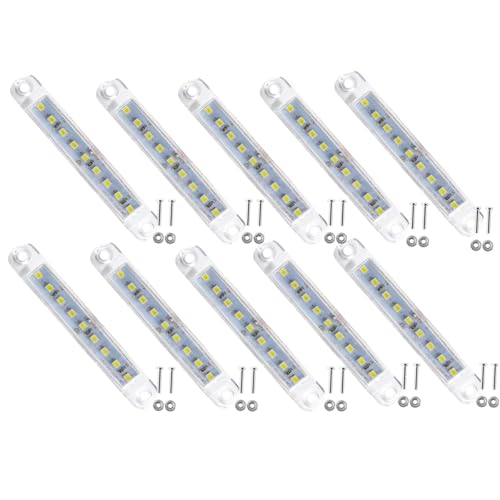 VEQENMOT 10 Luces LED Blancas de 12 – 24 V, 9 ledes, Impermeables, para Remolque, camión, Caravana, Barco, Caravana, Furgoneta, Luces Delanteras y traseras, Luces de posición duraderas