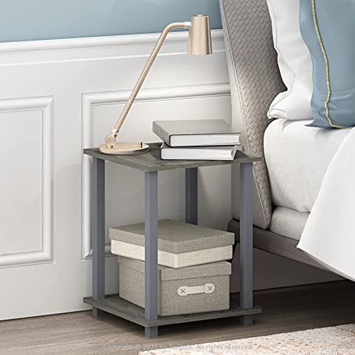 Furinno SIMPLISTIC Side Table Set of 2, 2-Tier Square Modern End Table, Nightstand, Night Stand, Bedside Table, Toolless Assembly, for Living Room, Bedroom, French Oak by Furinno - Image 4