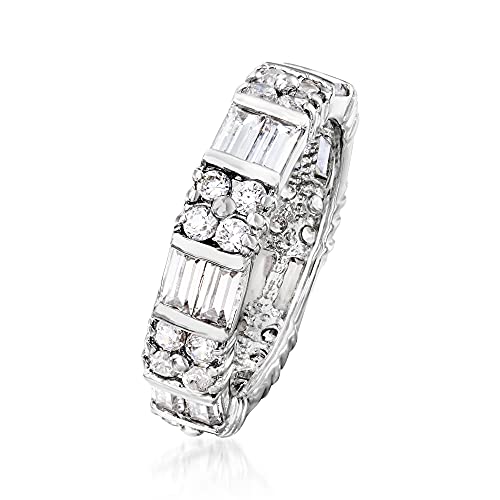 Ross-Simons 2.80 ct. t.w. Baguette and Round CZ Eternity Band in Sterling Silver3