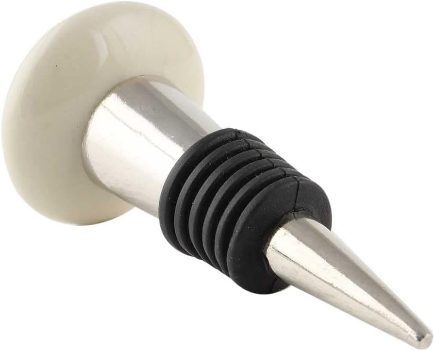 Indian Shelf Wine Stopper | Bike Flat Wine Corks | Rubber Ceramic Champagne Stoppers [Black White, 1 Pack]
