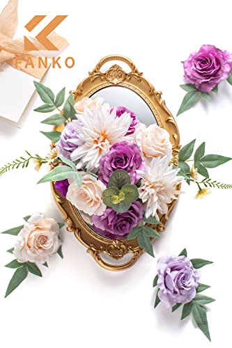 Fanko Fake Rose Artificial Flowers: Champagne Lilac Rose Artificial Silk Flowers Bulk Fake Flowers For Decoration Artificial Flowers Bouquet Fake Flowers Burgundy Rose Dahlia #TOP1