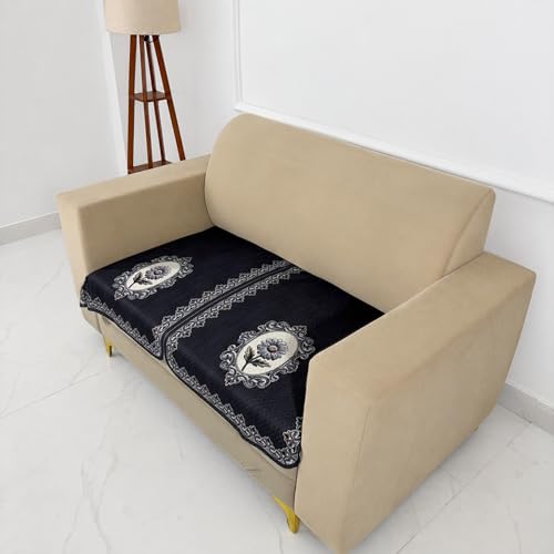 Image of Homerz Premium 'Maharaja Paradise Series' Sofa Cover | Net Fabric Sofa Cover | Washable, Anti-Dust Backed & Wrinkle Resistant Cover (Regal Flower, 2 Seater, Only Seat Cover)