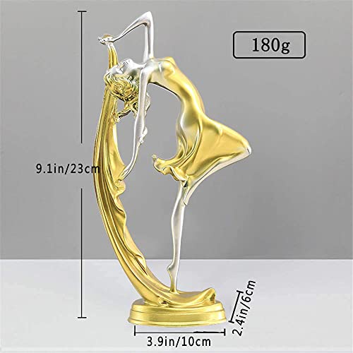 Diyomr Elegant Ballet Girl Crafts Ornaments Home Decor Figurine, Dancing Girl Statue Decor Ornaments For Living Room/Bedroom/Wine Cabinet/Office Desk/Tv Cabinet (Gold, 9.1" Tall) #TOP3