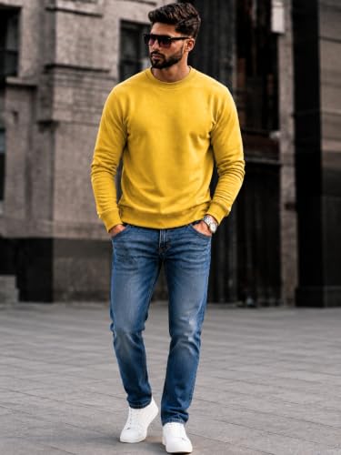 Image of Mack Jonney Men's Solid Winter Sweatshirt|Soft Fleece Fabric Full Sleeve Round Neck Sweatshirt|Stylish Casual Wear for Men-mj-281