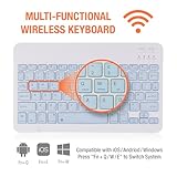 MAYPHY Wireless Mini Keyboard Mouse Combo, Portable Bluetooth Keyboard, 2.4G /BT Dual Mode for iPad, Tablets, Laptops, Silent Keys & Compact Design, UK Layout, Blue - Image 3