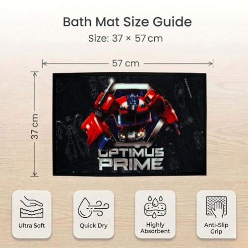 Image of Athom Living Premium Anti Slip Printed Kids Bathmat, Durable Nylon Fabric, Soft Texture, Easy to Clean, Stylish Home Decor Mat for Doorway & Kids Room, 37x57 cm, Multicolor (Transformer)
