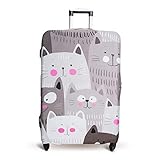 Luggage Cover Suitcase Protector Fits 19-33 Inch TSA Approved Travel Suitcase Cover Washable Dustproof Anti-Scratch (L (26-30 inch), Cute Cat)