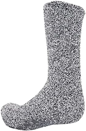 Floso® Mens Warm Slipper Socks with Rubber Non Slip Grip (8-12) (Gray)