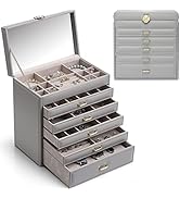 Vlando Schmuckkasten Schmuckschatulle Schmuckkästchen-Groß Schmuckbox-Damen, mit 6 Ebenen Schubla...
