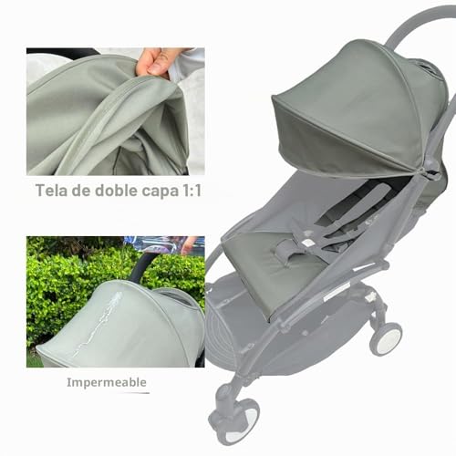 Miniatura 2 de Colu Kid Toldo Para Cochecito Y Cojín De Asiento Compatible Con Babyzen Yoyo 2 Y Yoyo , Kit De Repuesto De Accesorios Para Cochecito, Tela Impermeable De Doble Capa Verde Oliva