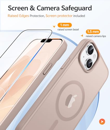 Image of FNTCASE for iPhone 15 Plus Case: for iPhone 14 Plus Case [Compatible with Magsafe] Translucent Matte Cases with [Screen Protector] Military Grade Shockproof Protective Phone Cover - Desert Gold