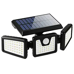Solar Motion Sensor Lights Outdoor, 3 Heads Security Lights Solar Powered, 70 LED Flood Light Motion Detected Spotlight for Garage Yard Entryways Patio, IP65 Waterproof 1 Pack