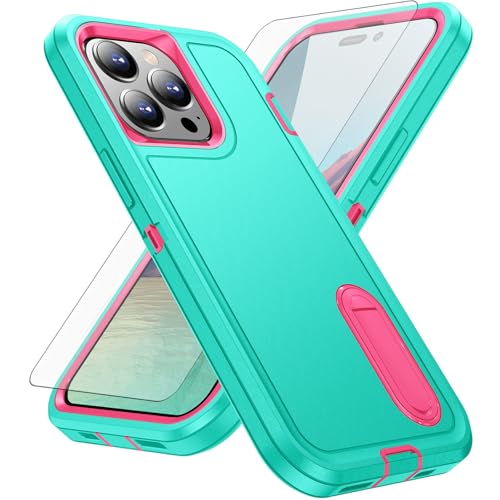 Coque iPhone 15 Pro Max Asuwish HW3FZJ silicone protection integral double couleur cyan rose