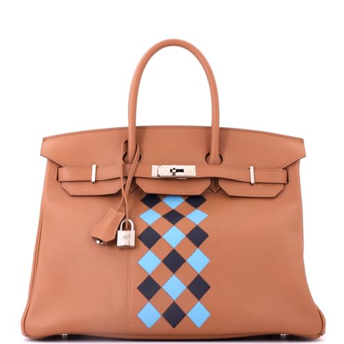 Hermès, Pre-Loved Birkin Handbag 35, Tressage- Gold/Bleu du Nord/Indigo