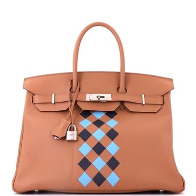Hermès, Pre-Loved Birkin Handbag 35, Tressage- Gold/Bleu du Nord/Indigo