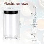 20 Sacs en plastique transparents avec lids noirs, 14oz Grand récipient cosmétique avec étiquettes en forme de rond de bouche & Pen Pots de nourriture vides pour le stockage de cuisine Spices Beauté