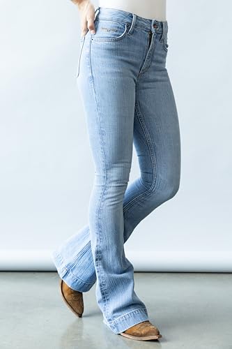 Kimes Ranch Women's Jennifer Casual Durable Western Ultra-High Rise & Wide Flare Leg Light Wash Denim Jeans2