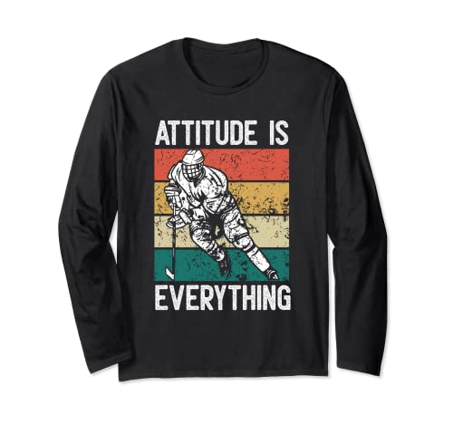 Attitude Is Everything | Vintage Ice Hockey Player Long Sleeve T-Shirt