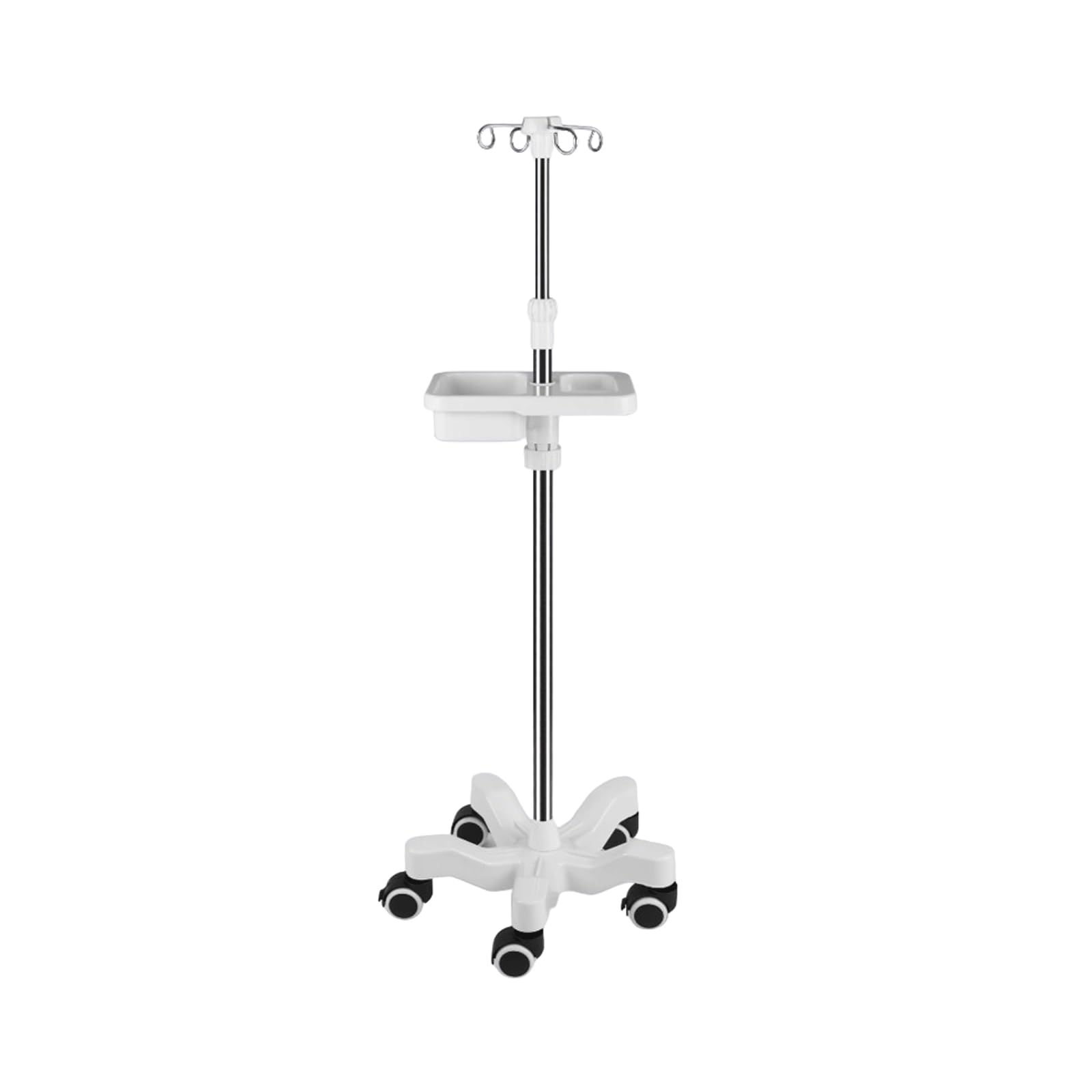 HTYUKFDG Infusion IV Pole w/5 Wheels Medical Infusion Stand w/Tray/Armrest Stainless Steel Drip Stand Height Adjustable IV Bag Holder for Beauty Salon Clinic IV Drip Stand